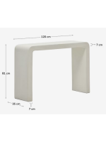 BILLA 120x35 cm console table in resistant white concrete for gardens and terraces