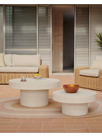 CRUX Ø 66 cm table basse en béton blanc résistant pour jardins et terrasses