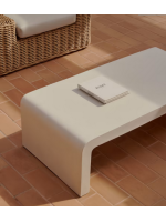 GOMORRA 135x65 cm table basse en béton blanc résistant pour jardins et terrasses