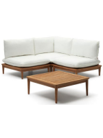 BACKINGHAM Coin avec 2 fauteuils modulables et 1 table basse en bois de teck pour terrasse de jardin extérieur