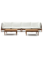 BACKINGHAM conjunto modular 2 sillones de esquina 2 sillones y 2 mesas de centro en madera de teca para exterior