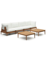 BACKINGHAM conjunto modular 2 sillones de esquina 2 sillones y 2 mesas de centro en madera de teca para exterior