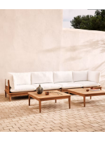 BACKINGHAM conjunto modular 2 sillones de esquina 2 sillones y 2 mesas de centro en madera de teca para exterior