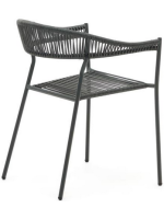 CHARLOTTE scelta colore sedia con braccioli in corda e in metallo verniciato per interno ed esterno giardino terrazzi