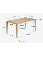 CAMARO 160 o 200 cm piano in policabonato beige e struttura in legno di acacia tavolo per interno o esterno