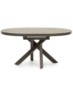 BOSTON Ø 120 extendable table 160 cm with ceramic glass top and brown painted metal legs design furniture