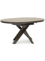 BOSTON Mesa extensible Ø 120 - 160 cm con tapa de cristal cerámico y patas de metal pintado marrón muebles de diseño