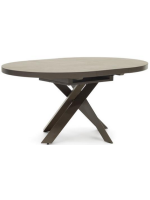 BOSTON Ø 120 ausziehbarer Tisch 160 cm mit Keramikglasplatte und lackierten Braun Metallbeinen Designmöbel