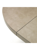 BOSTON Table extensible Ø 120 - 160 cm avec plateau en verre céramique marron et pieds en métal peint marron mobilier design