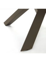 BOSTON tavolo Ø 120 cm allungabile 160 cm con piano in porcellanato e gambe in metallo marrone arredamento design