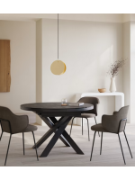 NEW YORK Ø 120 ausziehbarer Tisch 160 cm mit Keramikglasplatte und lackierten Metallbeinen Designmöbel