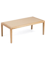 CAMARO 120x70 acacia wood and top in beige polycarbonate rectangular coffee table outdoor garden and terrace