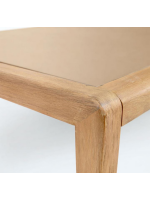 CAMARO tavolino 120x70 in legno e policarbonato beige per esterno giardino o terrazzo