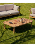 CANCUN coffee table 140x89 cm in solid eucalyptus wood