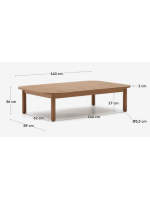 CANCUN coffee table 140x89 cm in solid eucalyptus wood