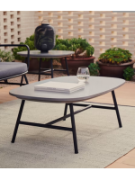 CALIFFO 100x60 cm table basse en acier et plateau en béton pour terrasse de jardin extérieur