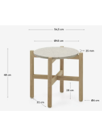 BAGAR Couchtisch mit 55 cm Durchmesser in festem Holz und Zementoberteil