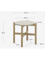 BAGAR Table basse de 55 cm de diamètre en bois massif et dessus de ciment