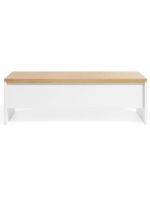 AYAGO 110x60 Table basse avec conteneur en placage chêne finition naturelle et laqué blanc