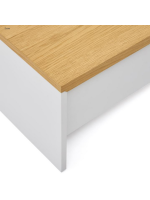 AYAGO 110x60 Table basse avec conteneur en placage chêne finition naturelle et laqué blanc