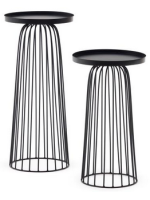 ADEL set of 2 coffee tables with Ø36 cm in black metal