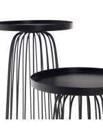 ADEL set de 2 tables basses avec plateaux Ø36 cm en métal noir