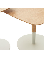 KOVAL set de 2 tables basses 40 et 48 cm en placage chêne et métal verni blanc mat