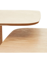 KOVAL Set mit 2 Couchtischen 40 und 48 cm aus Eichenfurnier und mattweiß lackiertem Metall