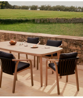 AVERY tavolo 170x90 o 225x100 cm fisso in legno massello di eucalipto per interno o esterno