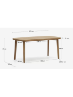 AVERY tavolo 170x90 o 225x100 cm fixed table in solid eucalyptus wood for indoor or outdoor use