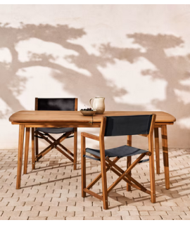 AMBASSAD extendable 180x90 reaches 240 cm in solid wood for indoors or outdoors