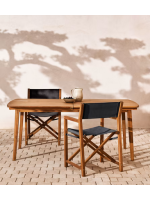 BAILA Chaise de metteur en scène pliante avec accoudoirs pour l'extérieur en bois massif