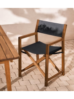 BAILA Chaise de metteur en scène pliante avec accoudoirs pour l'extérieur en bois massif