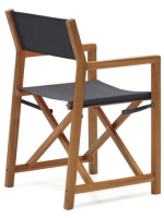 BAILA Chaise de metteur en scène pliante avec accoudoirs pour l'extérieur en bois massif