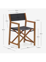 BAILA Chaise de metteur en scène pliante avec accoudoirs pour l'extérieur en bois massif