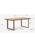 ACAR fixed table 180x90 or 220x100 cm all in solid teak wood for indoor or outdoor use