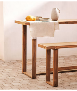 ACAR tavolo alto in legno massello di teak 140x70 cm con piano dogato per interno o esterno