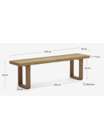 ACAR bench 170 o 210 cm in solid teak wood with slatted seat for indoor or outdoor