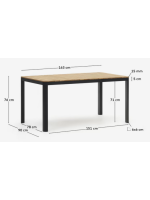 BEST mesa 160x90 o 200x100 cm en aluminio negro y tapa de madera maciza de teca para interior y exterior