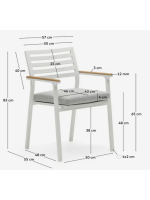 CUBIK chaise empilable en aluminium et accoudoirs en bois de teck pour terrasses de jardin bars d'hôtels restaurants