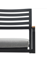 JAMES stackable black aluminum chair and teak wood armrests for garden terraces hotel bars restaurants