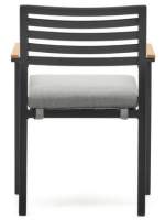 JAMES stackable black aluminum chair and teak wood armrests for garden terraces hotel bars restaurants