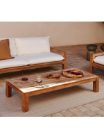 ILARY 150x70 tavolino in legno di teak da giardino terrazzo esterno casa o contract