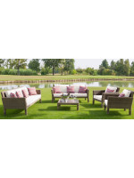 BALUAN 3 seater sofa in synthetic wicker with cushions included for outdoor garden and terraces or indoors