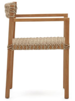 CHIN chair with armrests in solid teak wood and rope for outdoor use