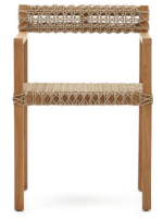 CHIN chair with armrests in solid teak wood and rope for outdoor use