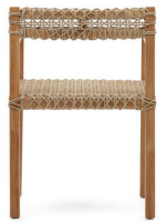 CHIN chair with armrests in solid teak wood and rope for outdoor use