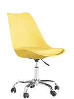 ATTAK choice of color in polypropylene cushion in eco-leather desk chair in chromed metal with swivel wheels