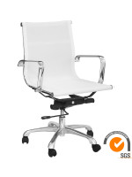 BELLARA fauteuil de bureau pivotant en aluminium et métal avec roulettes et hauteur réglable en textilène blanc ou noir