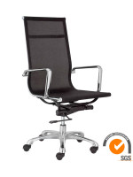 ELLEN swivel office armchair in aluminum and metal with wheels and adjustable height in white or black textilene